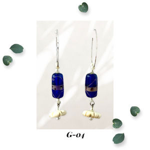 Egyptian Dynasty - India Glass Silver Plated Hoop Earrings